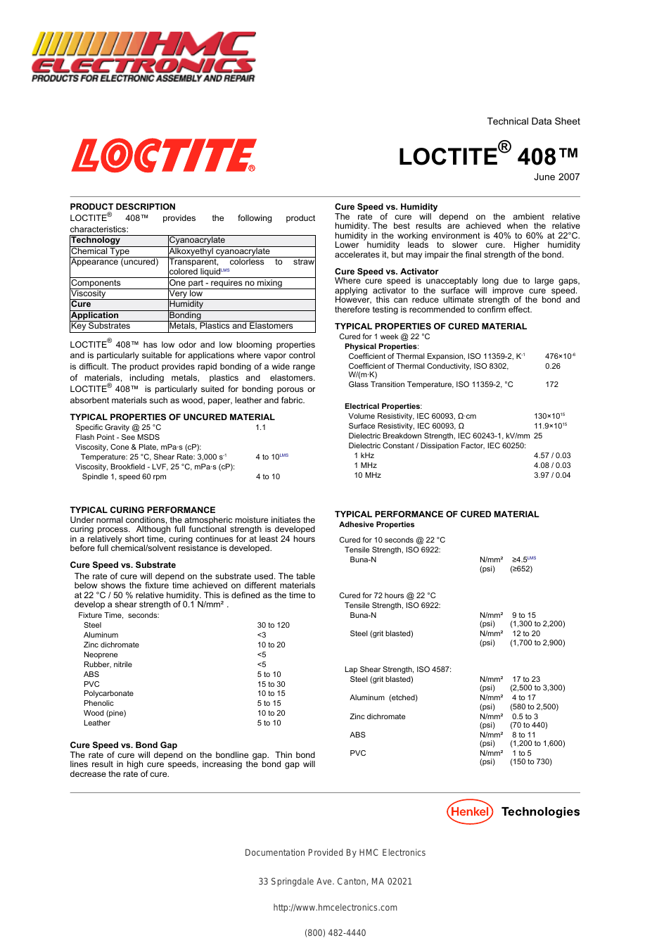 40840 Loctite 408 Prism Instant Adhesive, Low Odor, Low Bloom, Wicking Grade