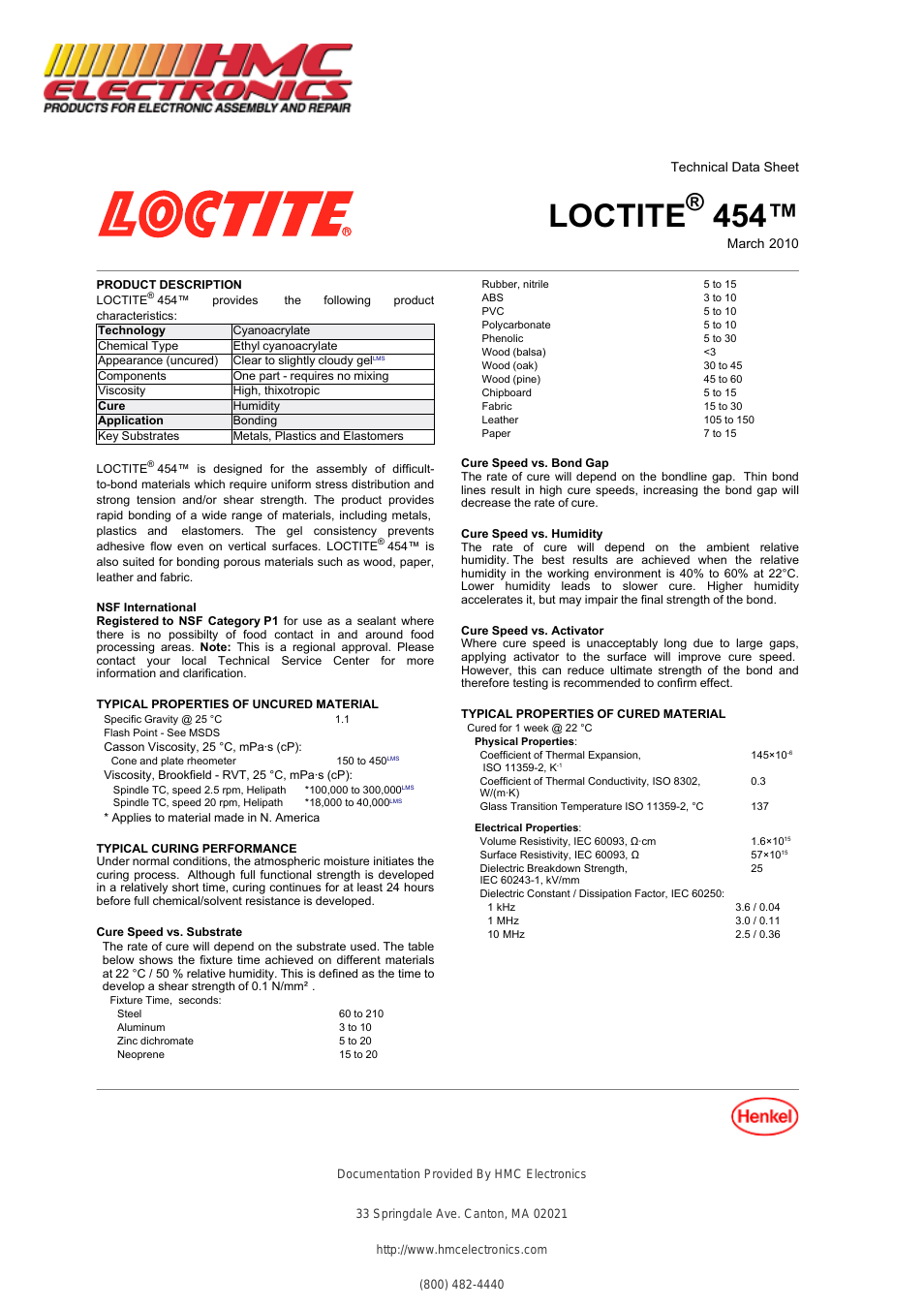 45404 Loctite 454 Prism Instant Adhesive, Surface Insensitive, Porous Surfaces