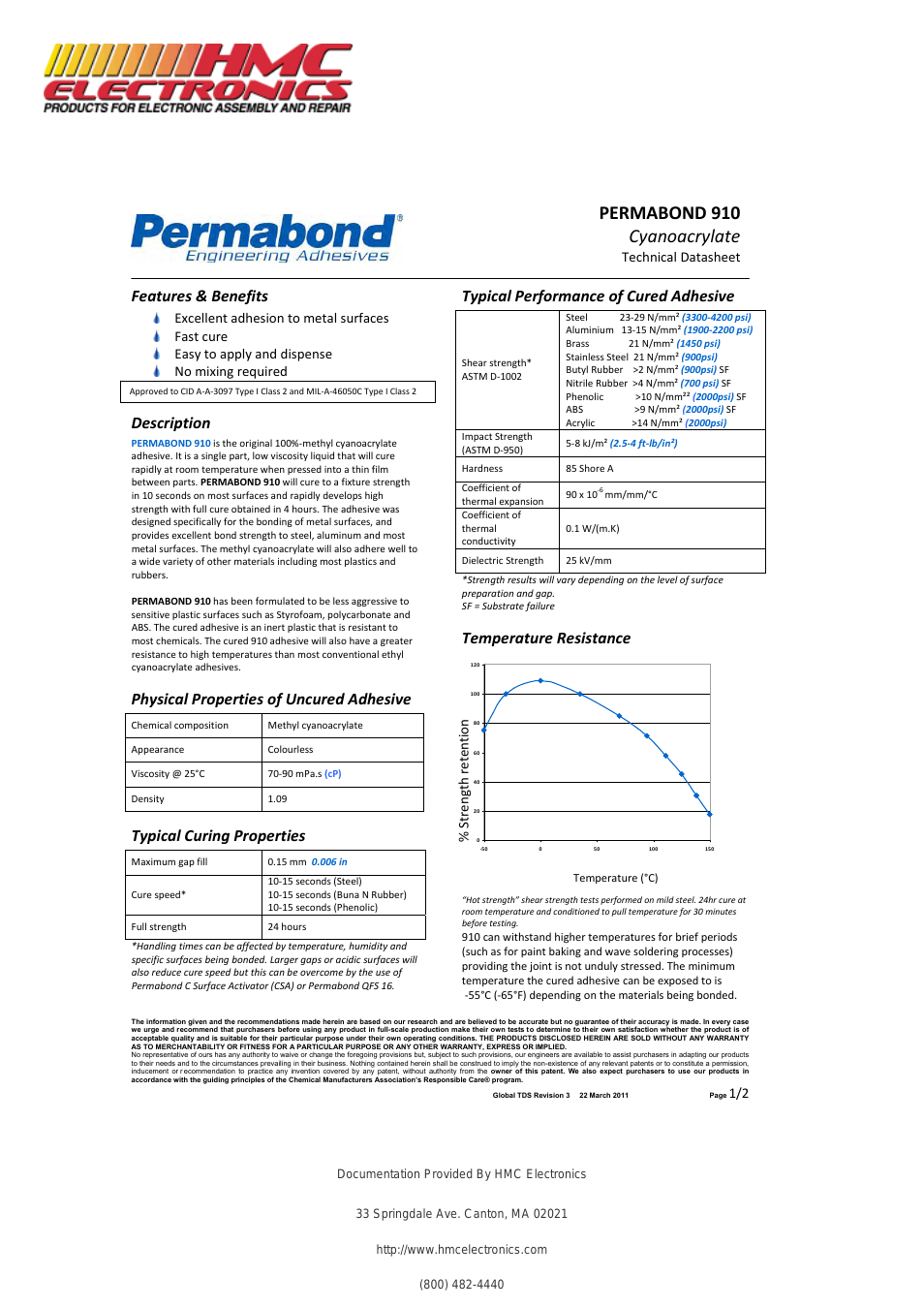 910-1 Permabond 910 Cyanoacrylate Adhesive, General Purpose, Metal Bonding