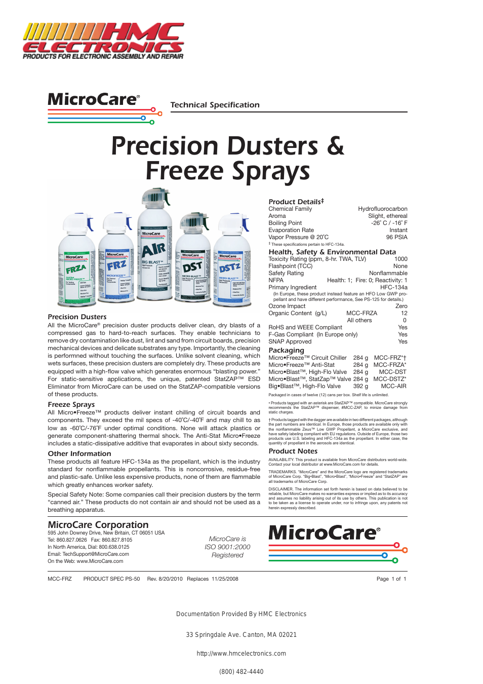 MCC-DST14A Microcare Precision Duster, Big Blast Canned Air