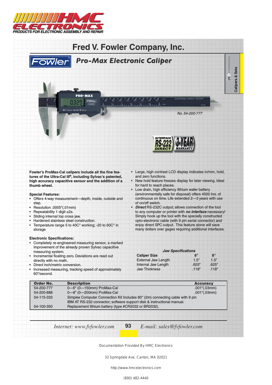 54-200-888 Fowler ProMax Electronic Caliper