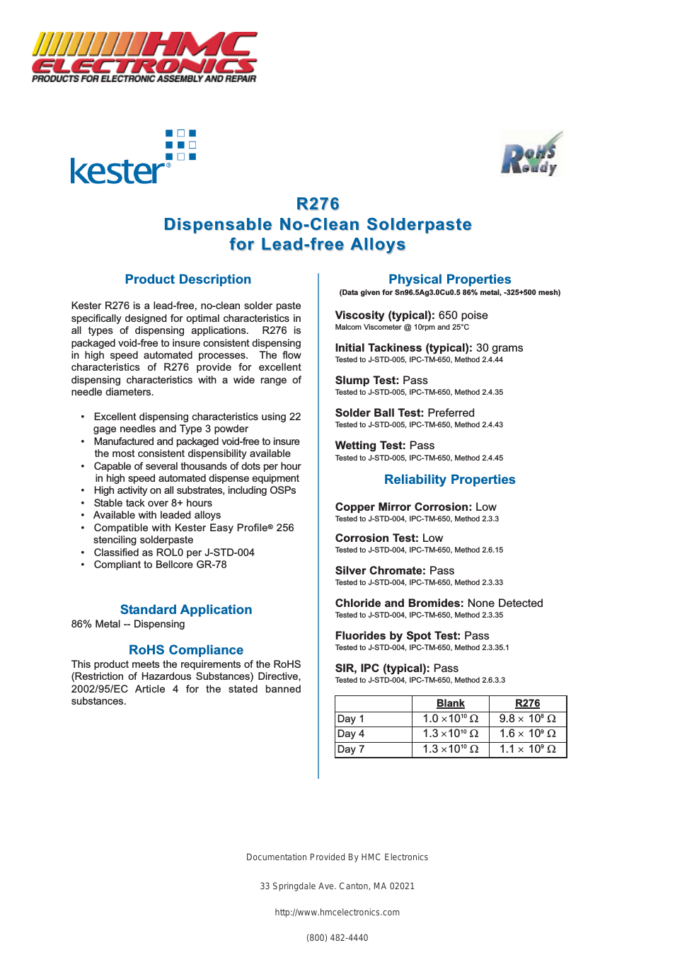 R276 Kester Lead-Free Paste