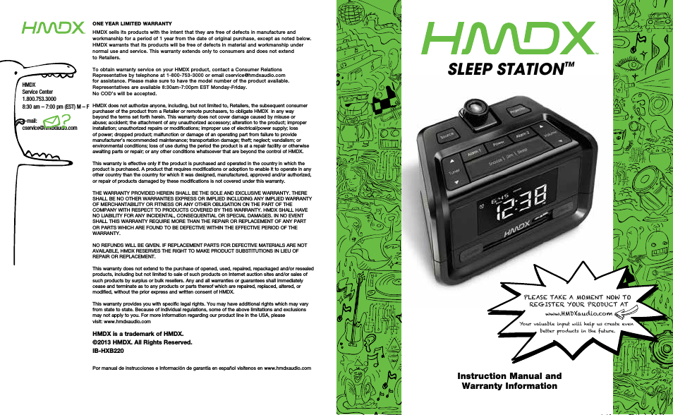 Sleep Station™ Projection Alarm Clock EN