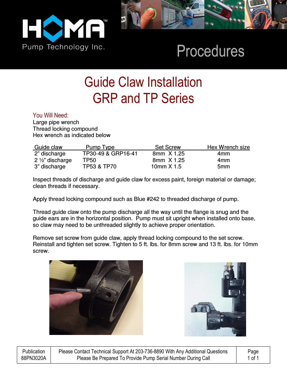 Guide Claw Installation GRP TP Series