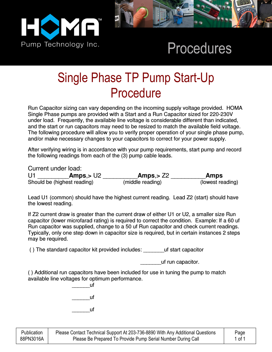 Single Phase TP Pump Start Up Procedure
