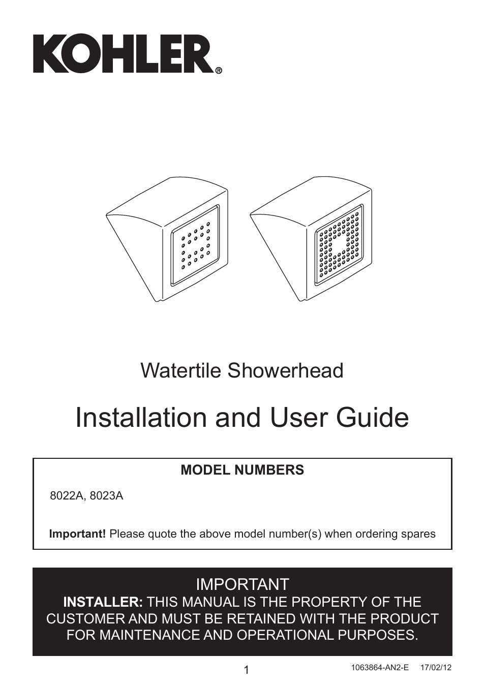 Waterlite showerhead 8022A