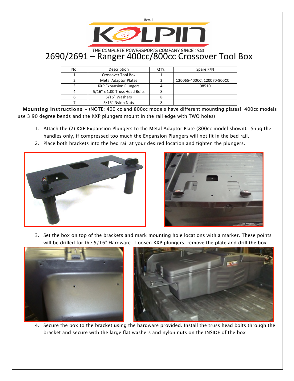 2690 – Ranger 400cc Crossover Tool Box