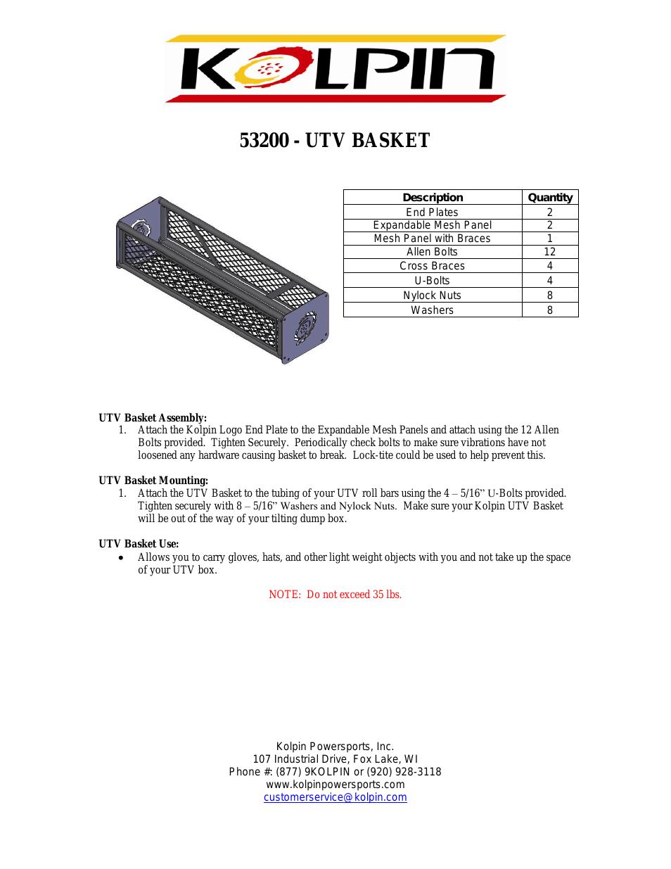 53200 - UTV BASKET