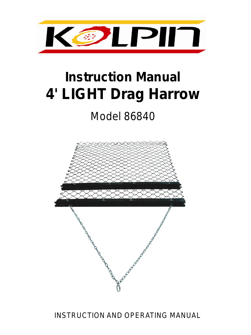 86840 - 4' LIGHT Drag Harrow