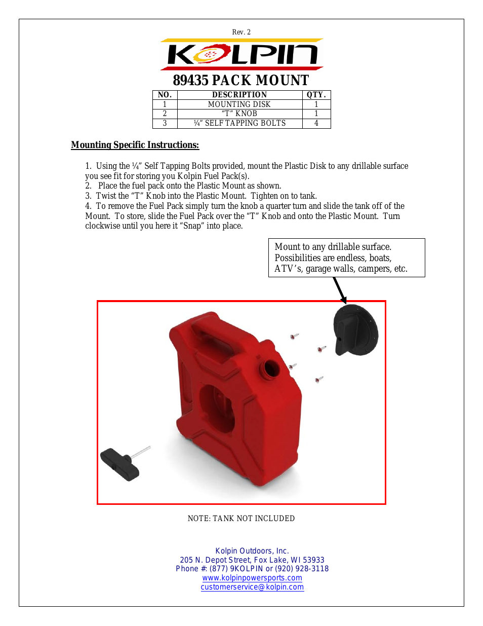 89435 – PACK MOUNT