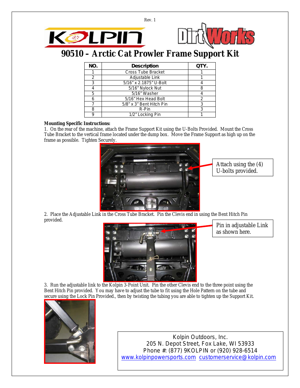 90510 – Arctic Cat Prowler Frame Support Kit