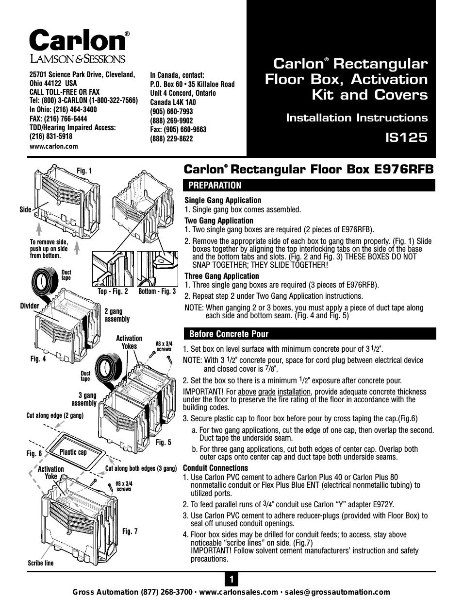 Rectangular Floor Box, Activation Kit, and Covers