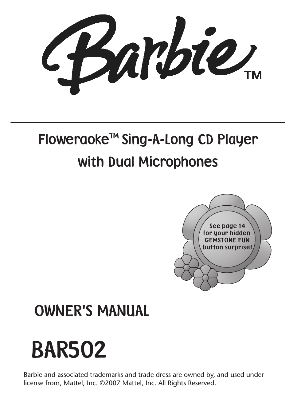 Barbie BAR502 Floweroake CD Player with Dual Mircophone