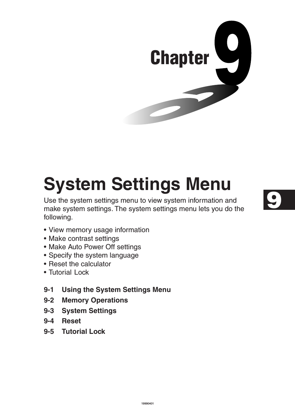 ALGEBRA FX 2.0 PLUS System Settings Menu