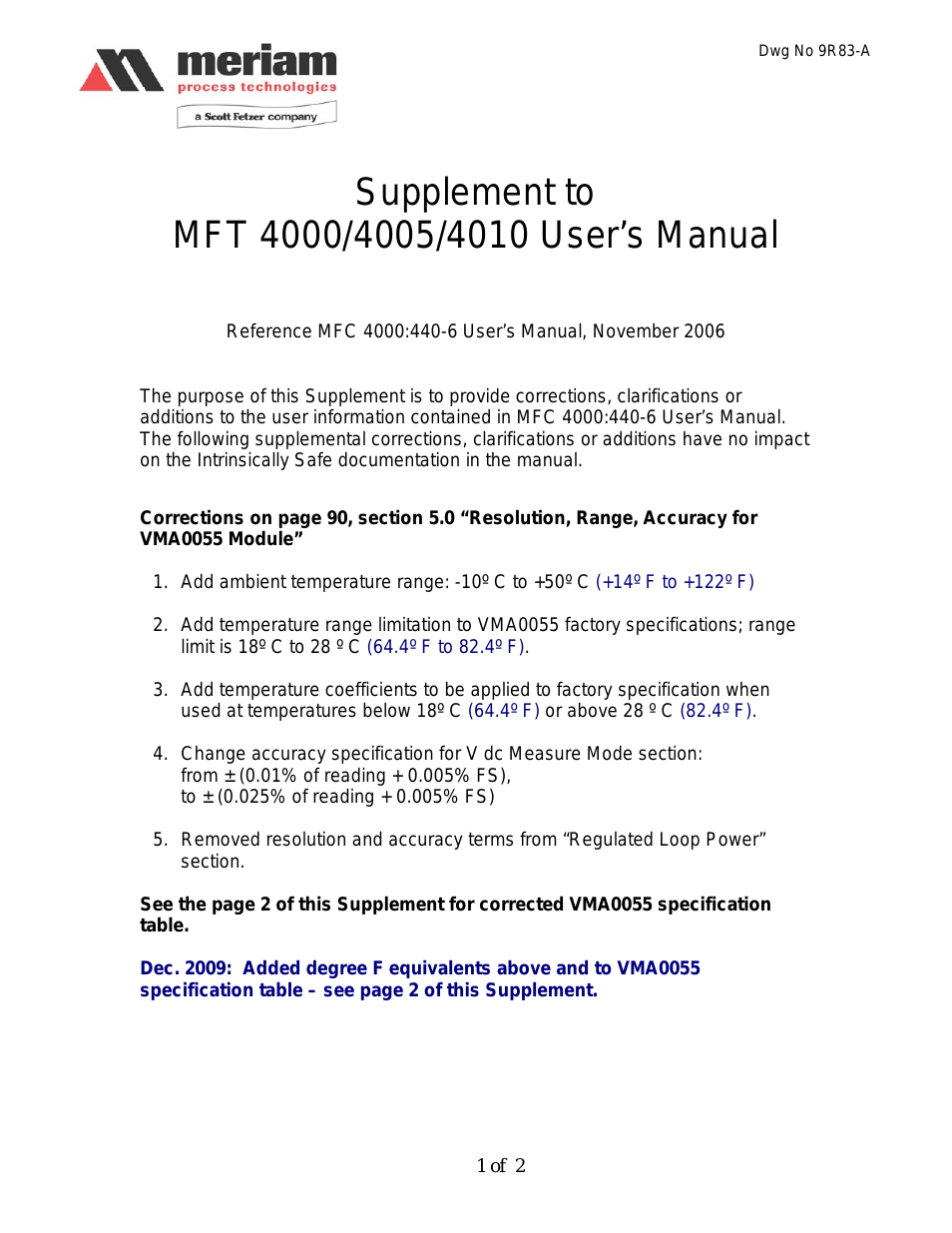 MFT 4000_4005_4010 Supplement