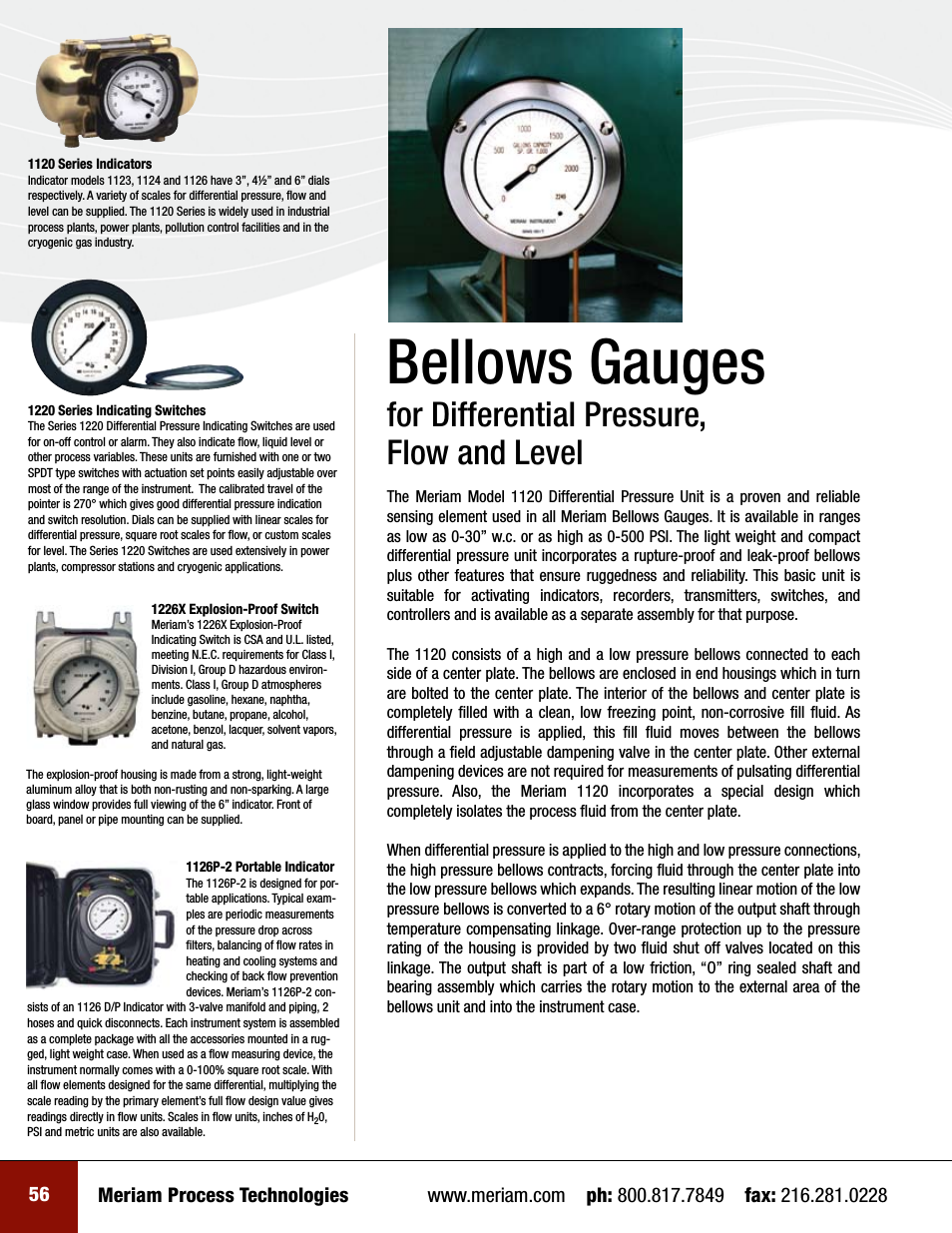 Bellows Gauges for Differential Pressure, flow and Level