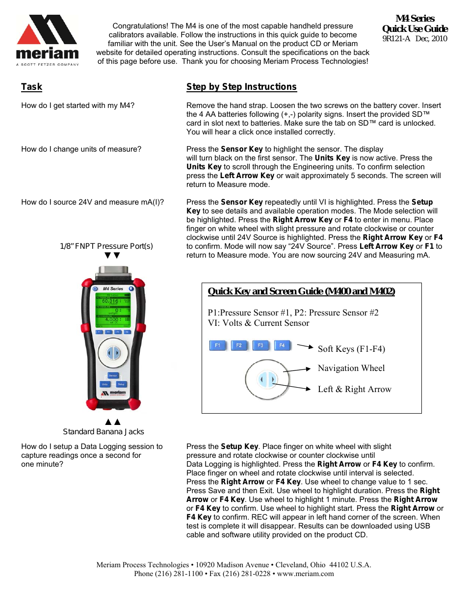 M4 Series Precision Calibrator Data Logger Quick Use Guide
