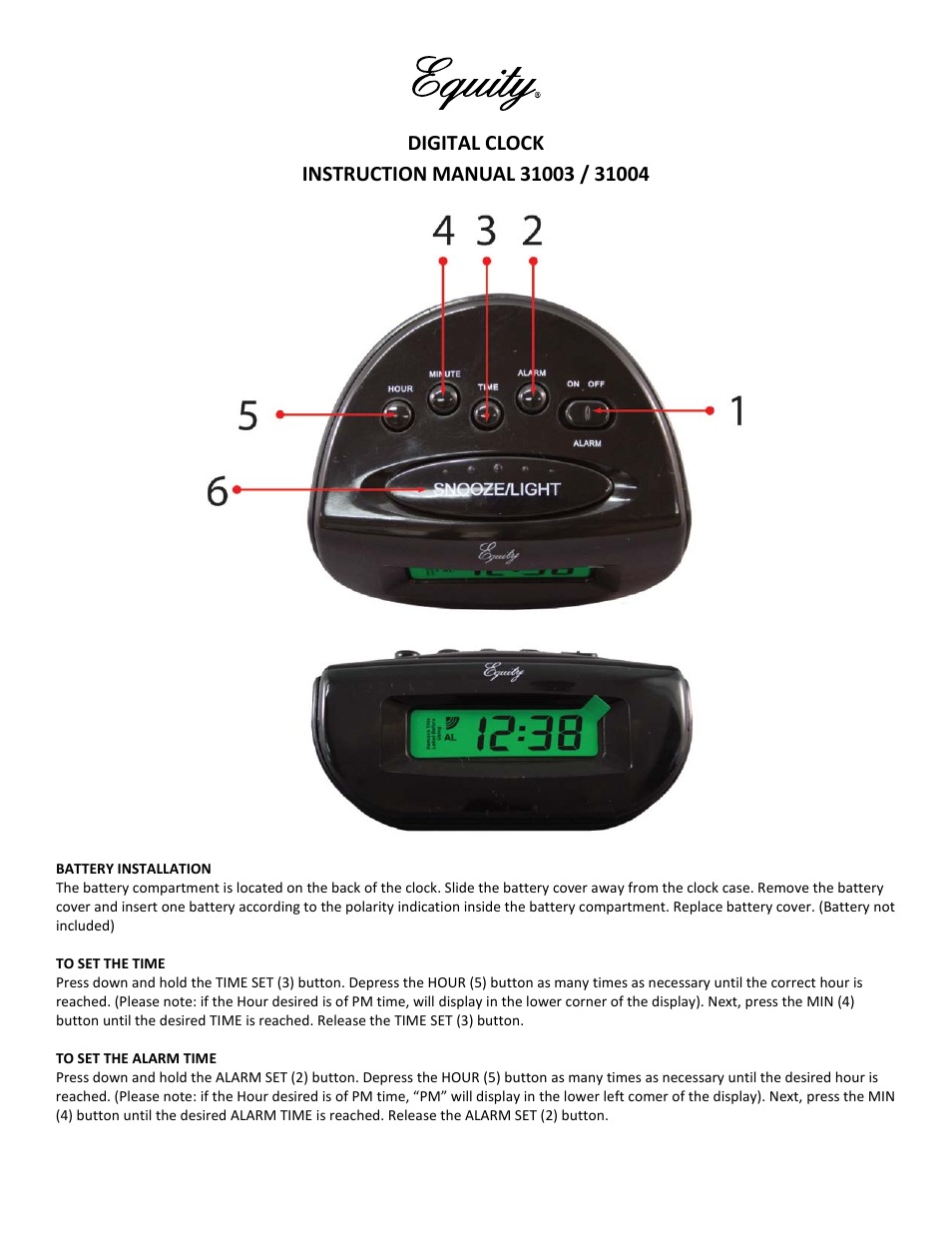 31003 Digital Alarm Clock
