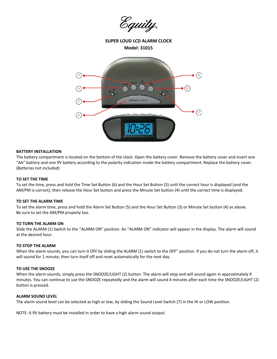 31015 Super-Loud Digital Alarm Clock