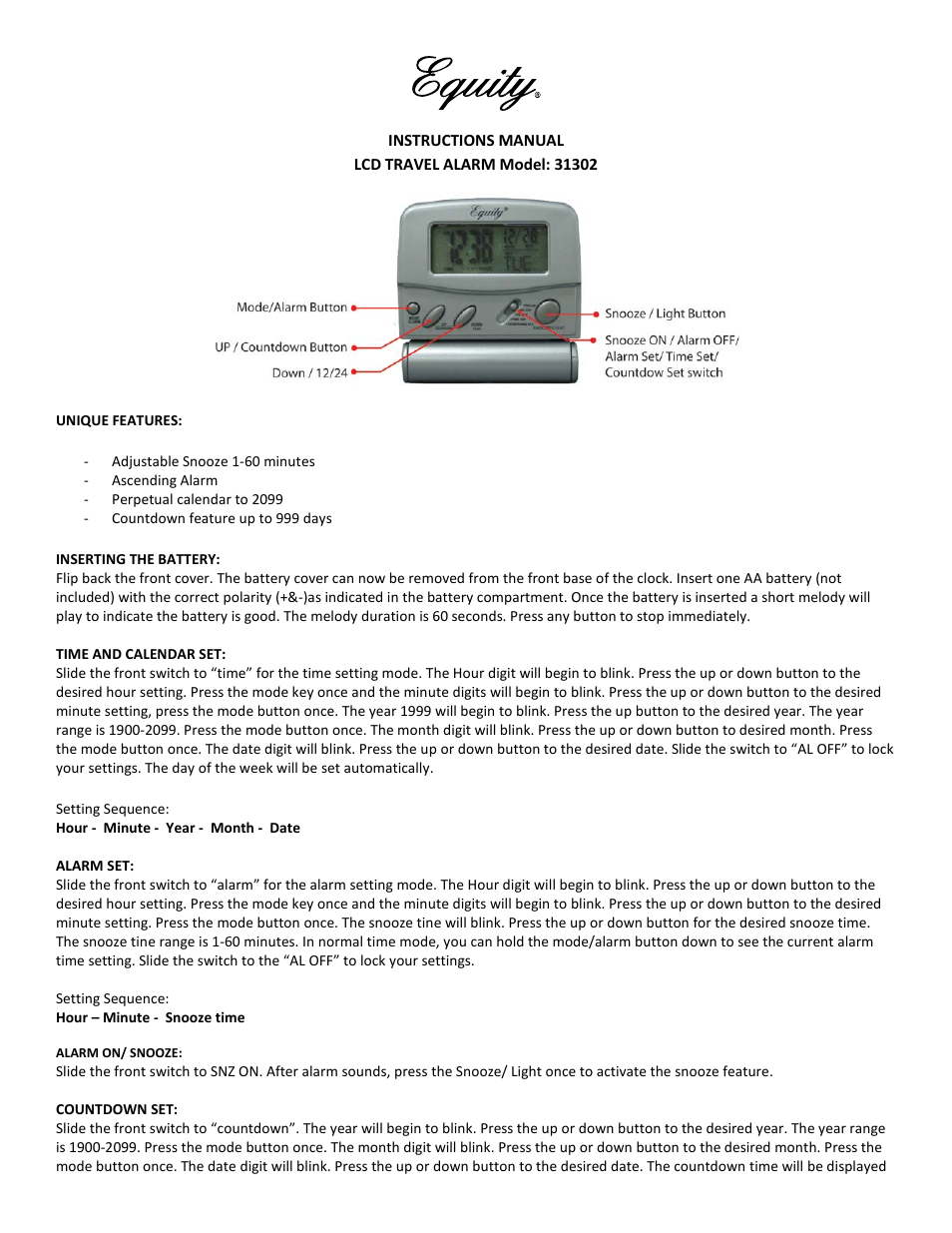 31302 LCD Digital Fold-Up Travel Alarm