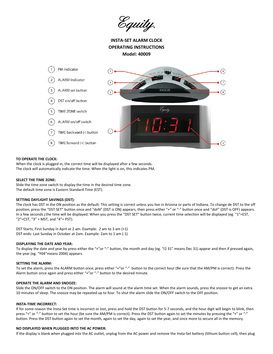 40009 Insta-Set Digital Alarm Clock