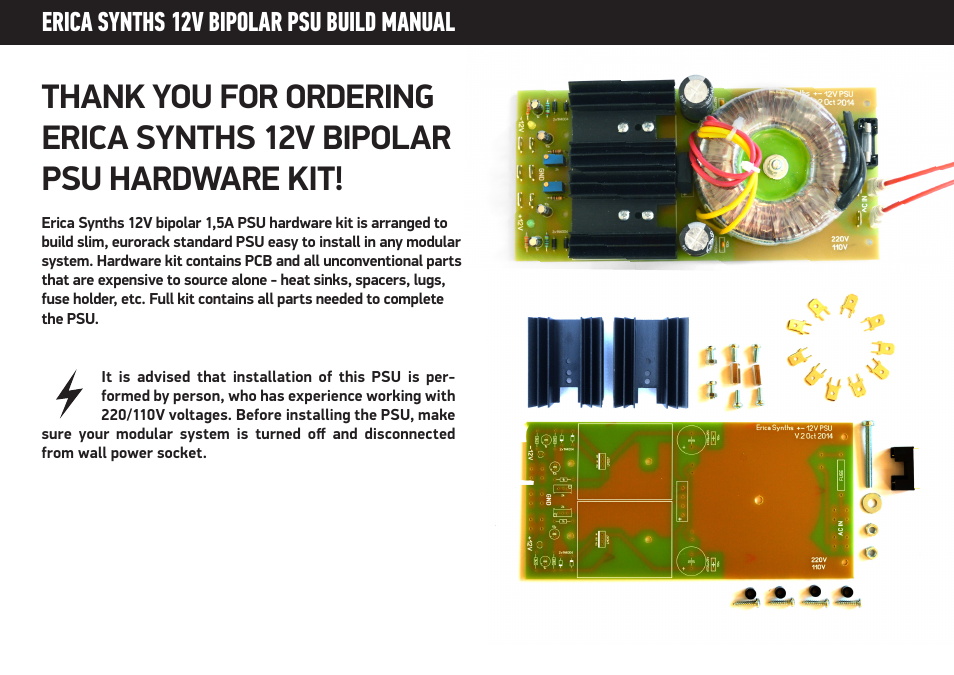 Eurorack bipolar 12V PSU kit
