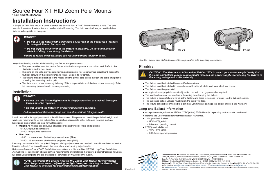 Source Four XT HID Zoom Pole Mount