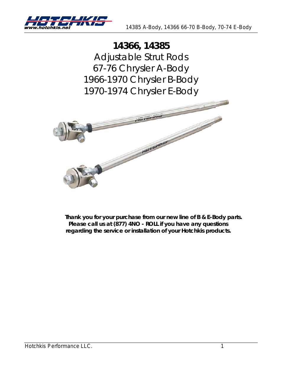 14366 Dodge A Body Adjustable Strut Rods