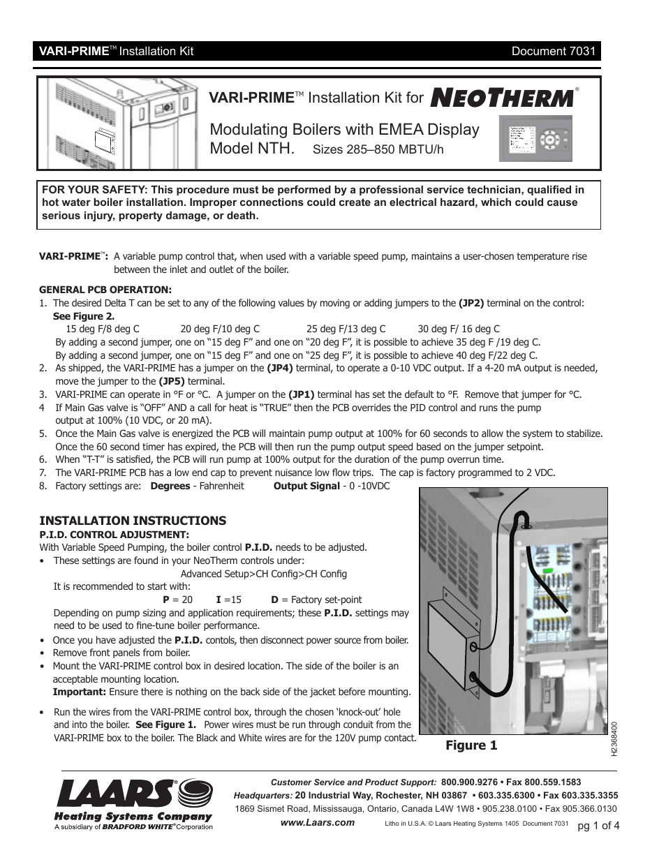 NeoTherm NTH (Sizes 285–850 MBTU/h) - Installation Manual