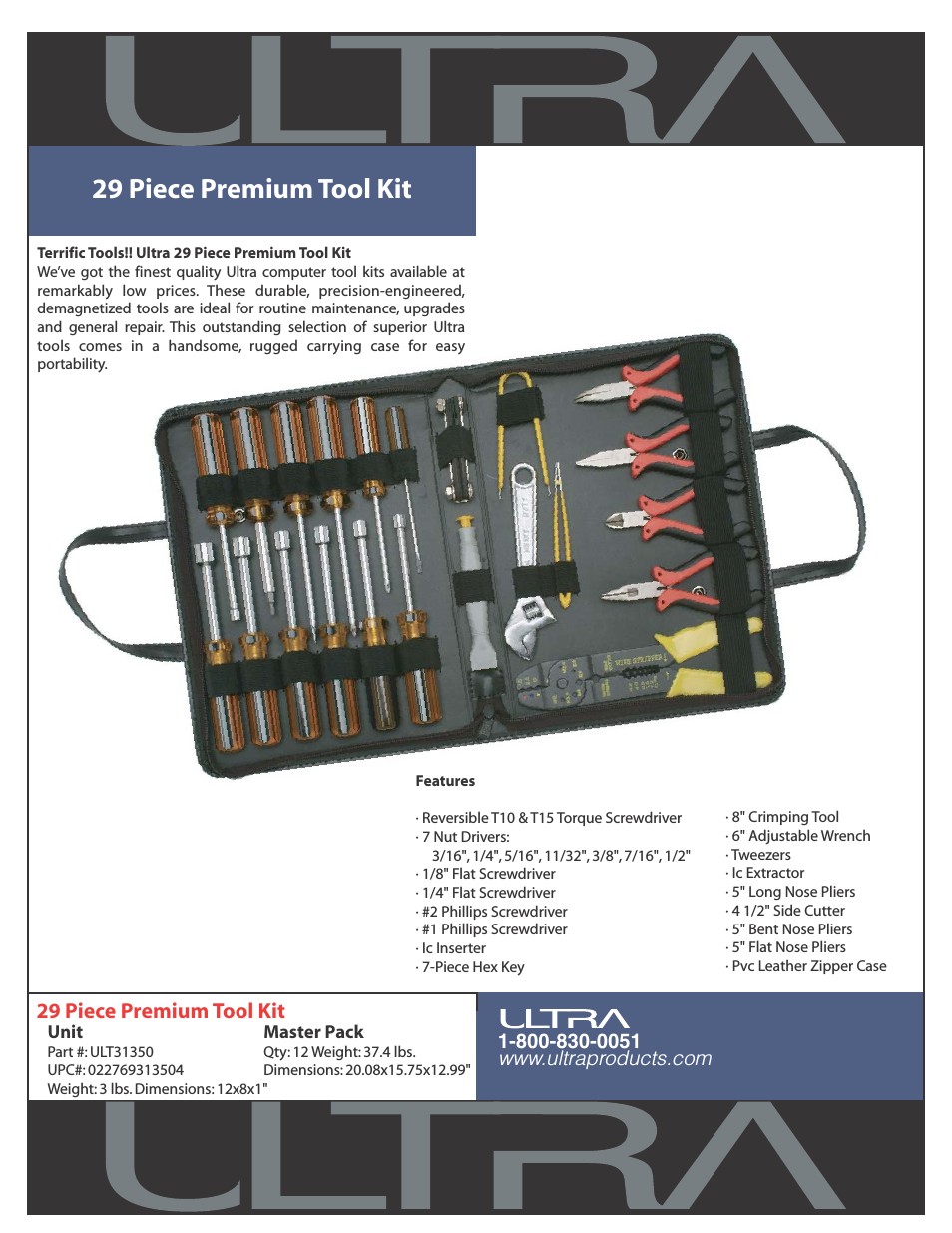 29 Piece Premium Tool Kit ULT31350