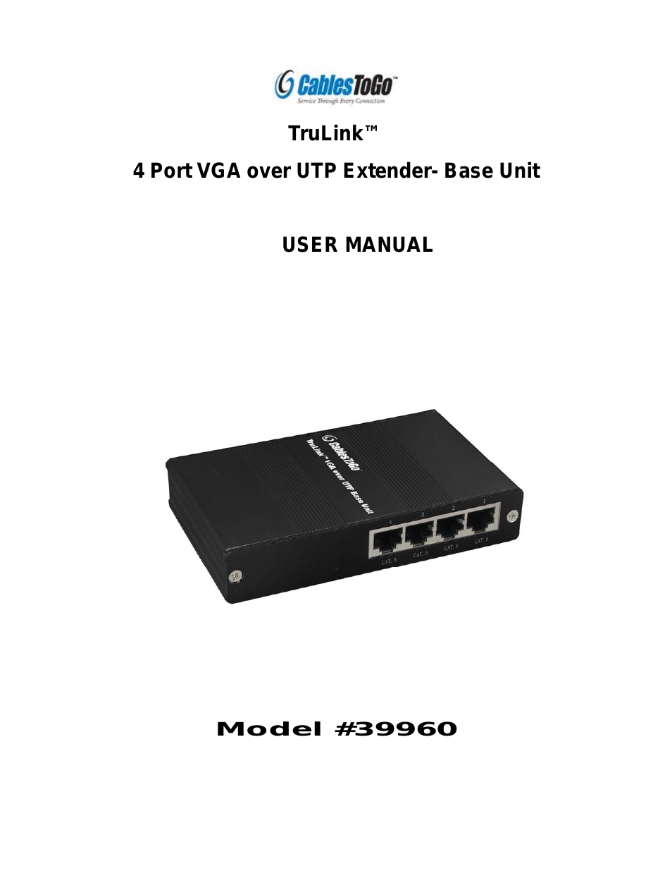39960 4 Port VGA over UTP Extender- Base Unit
