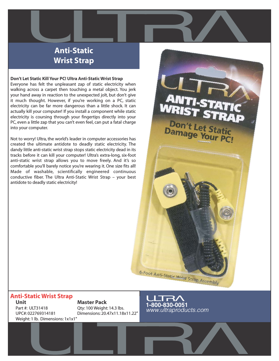 Anti-Static Wrist Strap ULT31418