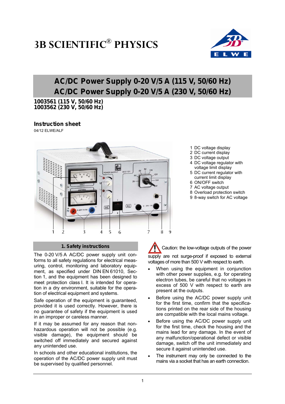 AC__DC Power Supply 0-20 V, 0-5 A (115 V, 50__60 Hz)