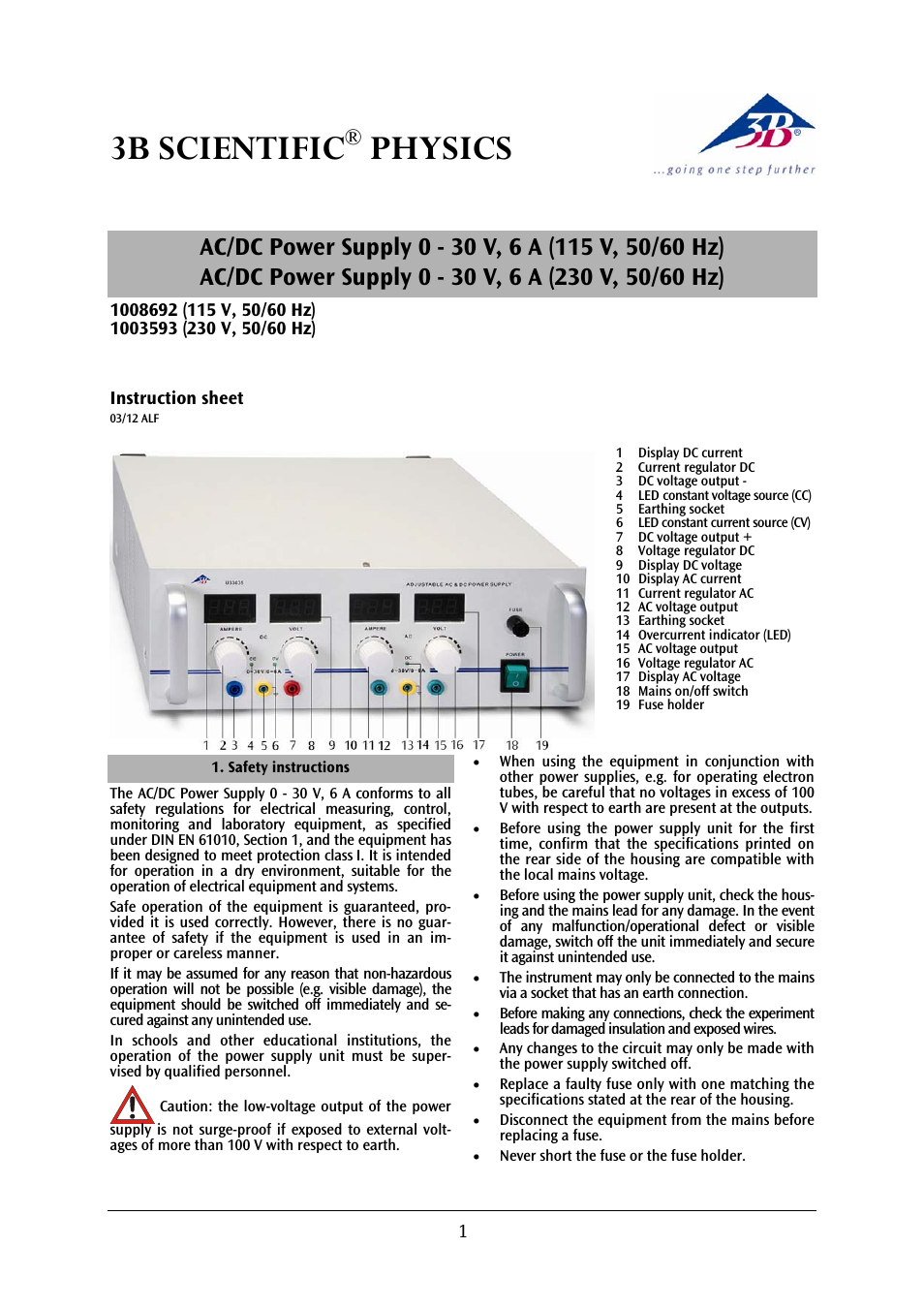 AC__DC Power Supply 0 – 30 V, 0 – 6 A (230 V, 50__60 Hz)
