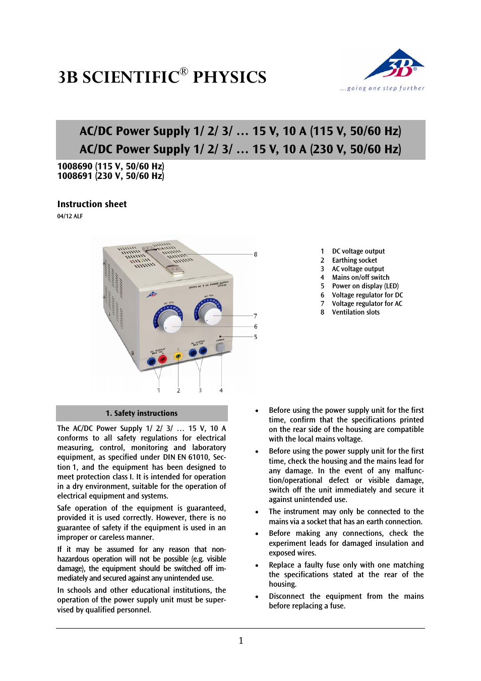 AC__DC Power Supply 1__2__3__…15 V, 10 A (230 V, 50__60 Hz)