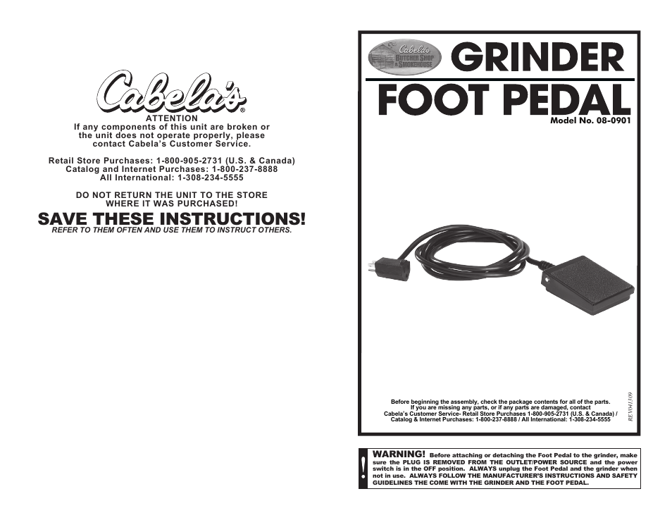 inder Foot Pedal 08-0901