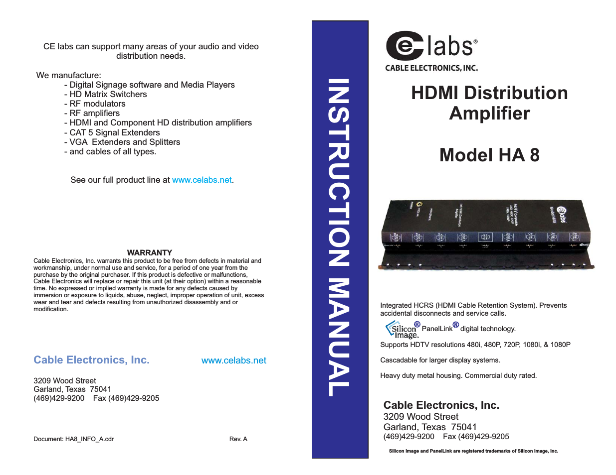 HDMI Distribution Amplifier HA 8