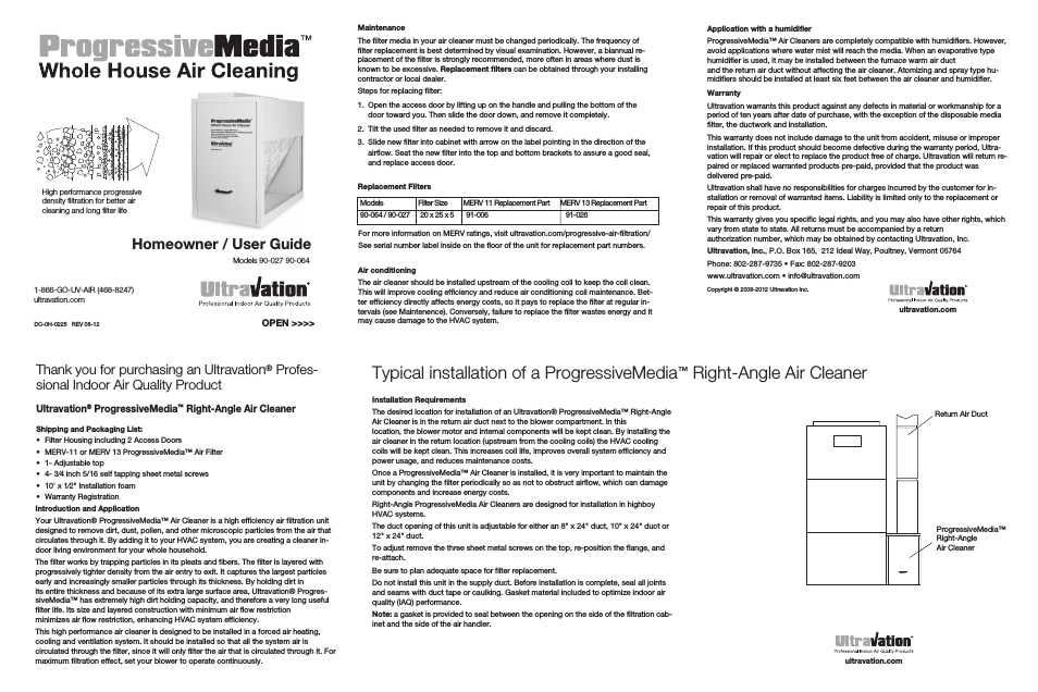Right-Angle ProgressiveMedia Air Cleaner- DC-OH-0225