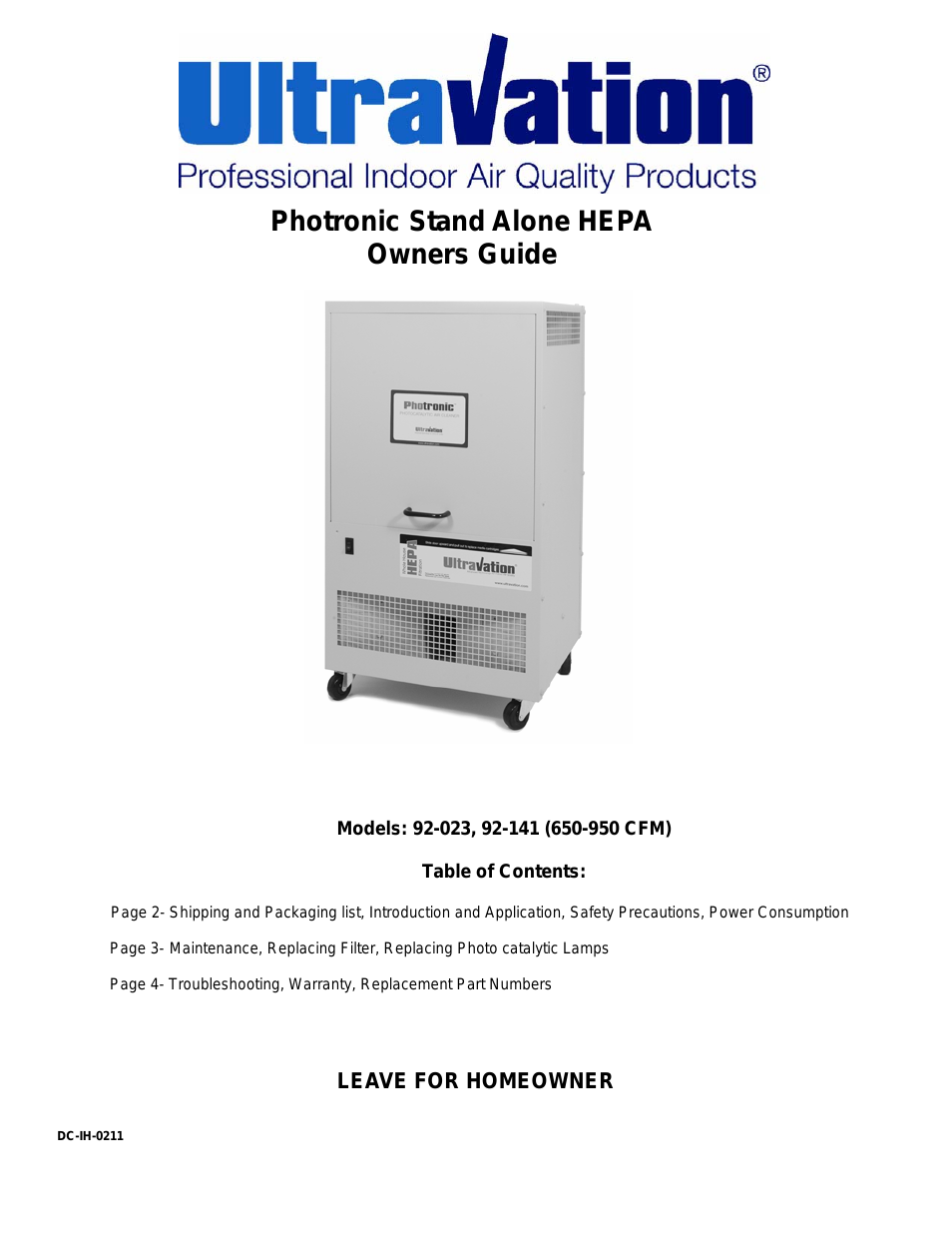 Photronic HEPA Portable Room Air Purifier - DC-IH-0211