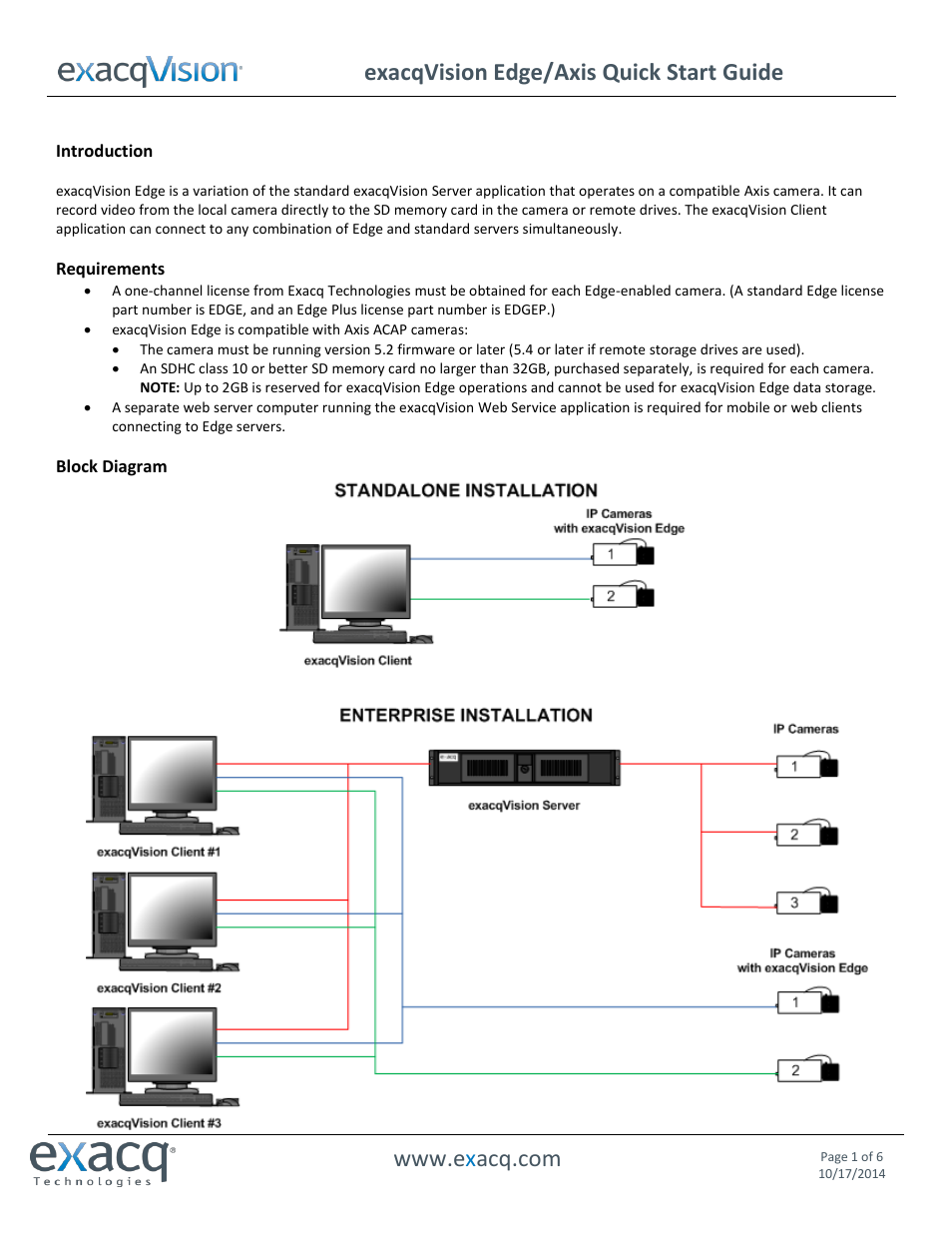 exacqVision Edge/Axis Quick Start Guide