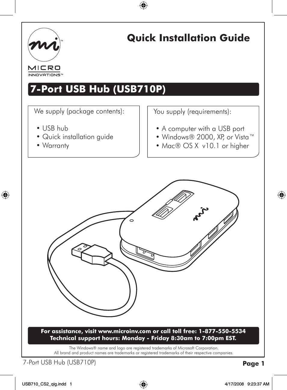 7-Port USB Hub USB710P