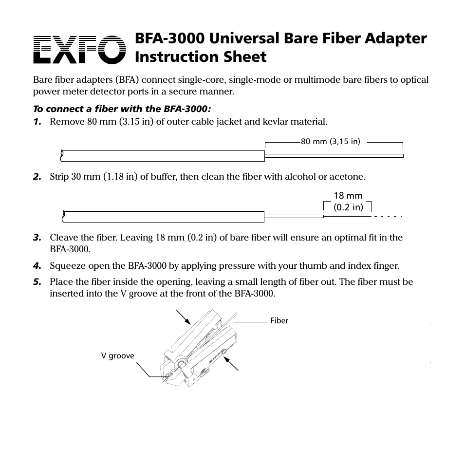 BFA-3000 Bare Fiber Adapter
