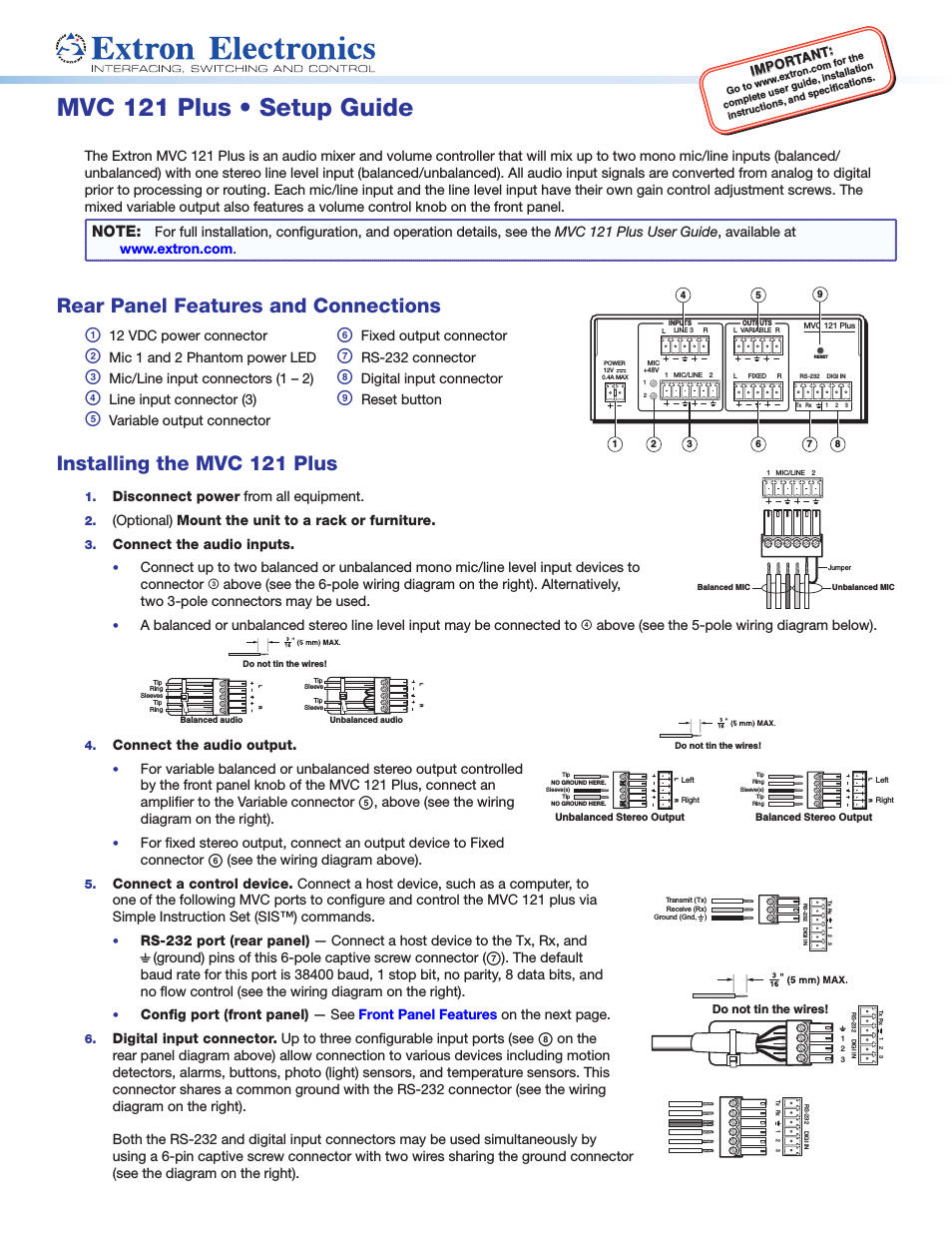 MVC 121 Plus Setup Guide