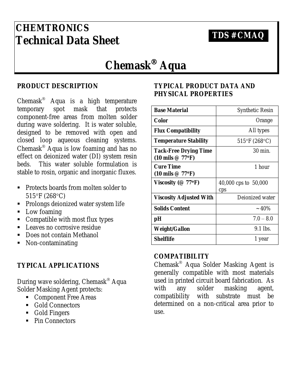 Chemask Aqua - Water Removable CMAQ1