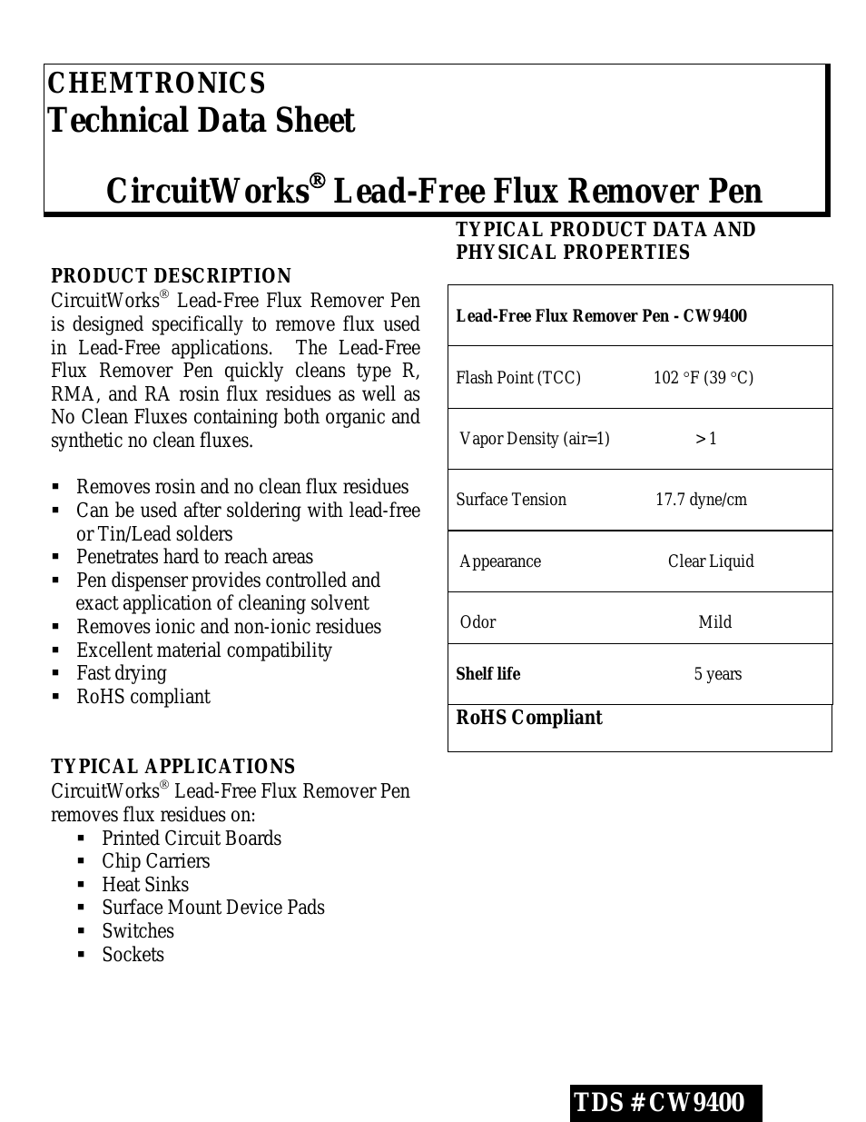 CircuitWorks® Lead-Free Flux Remover Pen CW9400