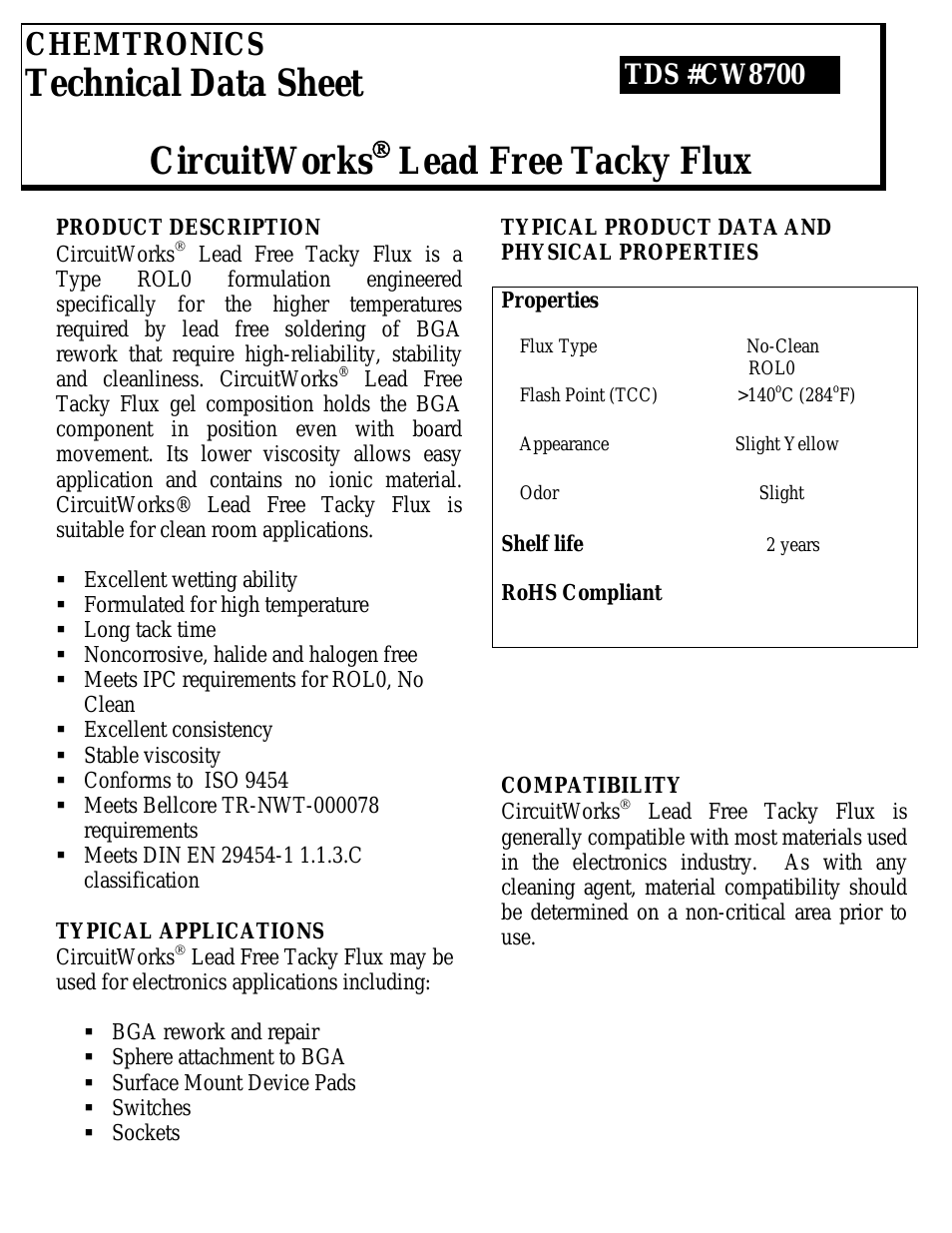 CircuitWorks® Lead-Free Tacky Flux CW8700