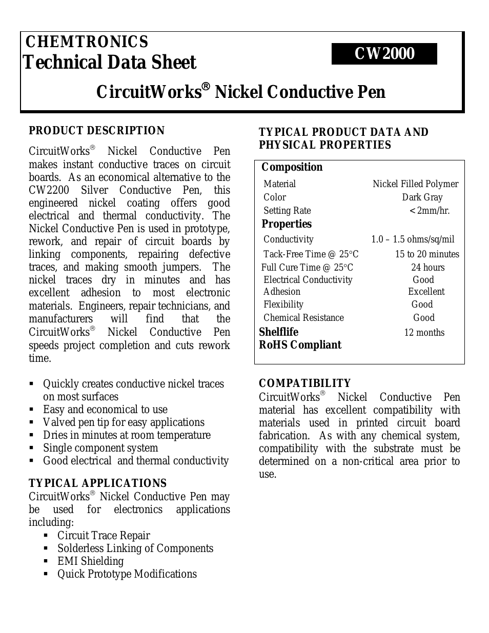 CircuitWorks® Nickel Conductive Pen CW2000