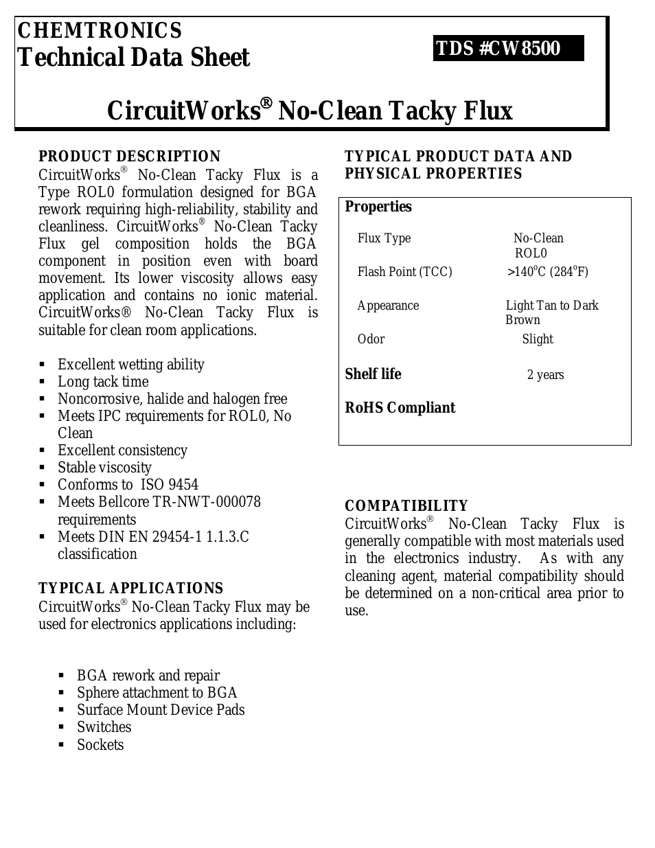 CircuitWorks® No-Clean Tacky Flux CW8500
