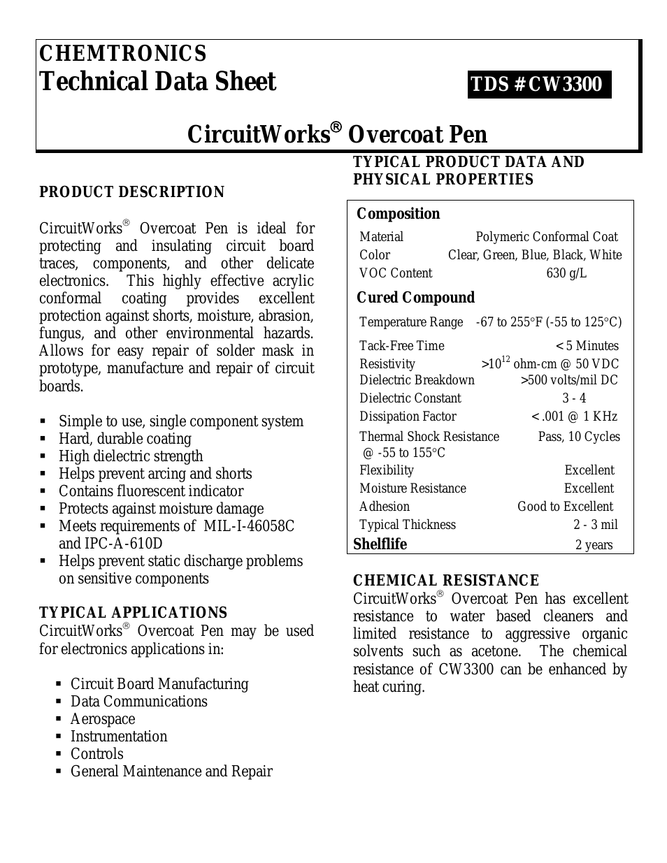 CircuitWorks® Overcoat Pen (Green) CW3300G
