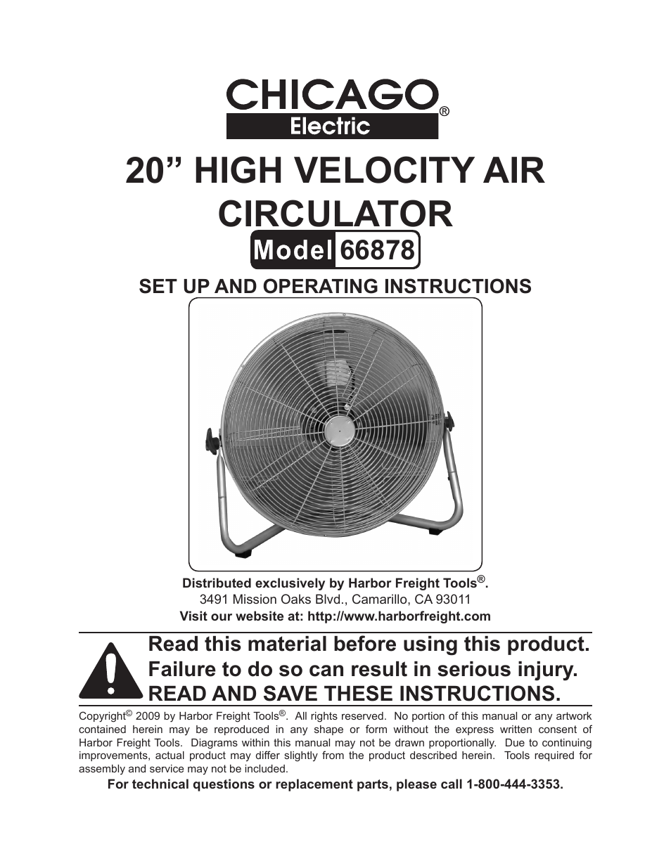20" High Velocity Air Circulator 66878